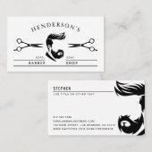 Moderne Zwart & Wit Man & Scharen Kapper Shop Visitekaartje (Voorkant / Achterkant)