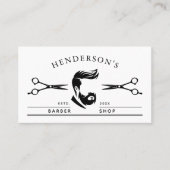 Moderne Zwart & Wit Man & Scharen Kapper Shop Visitekaartje (Voorkant)
