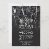 Moderne zwart-wit marmeren huwelijksuitnodigingen kaart (Voorkant)