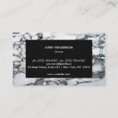 Moderne zwart-wit marmeren steen, Monogram 2 Visitekaartje (Achterkant)