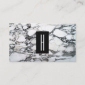 Moderne zwart-wit marmeren steen, Monogram 2 Visitekaartje (Voorkant)