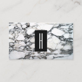 Moderne zwart-wit marmeren steen, Monogram 2 Visitekaartje
