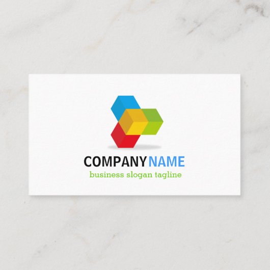 Moderne zwart-wit met kleurrijke 3D-kubusLogo Visitekaartje (Achterkant)