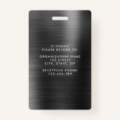 Moderne Zwart Wit Metaal Medewerker Foto ID Badge (Achterkant)