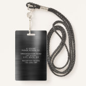 Moderne Zwart Wit Metaal Medewerker Foto ID Badge (Achterkant met draagriem)