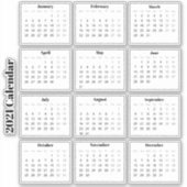 Moderne zwart-wit Mini 2021 Planner Kalender Sticker (Voorkant)