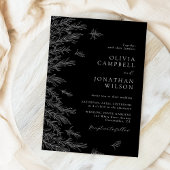 Moderne zwart-wit minimale bladeren bruiloft kaart