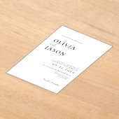 Moderne zwart-wit minimale bruiloft acryl uitnodigingen (Laagn)