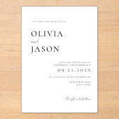 Moderne zwart-wit minimale bruiloft acryl uitnodigingen (Voorkant)