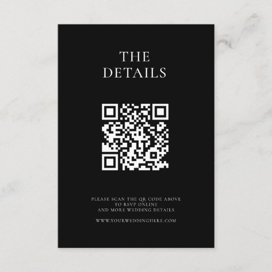 Moderne zwart-wit minimale bruiloft informatiekaartje (Voorkant)