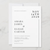 Moderne zwart-wit minimale bruiloft kaart (Voorkant)