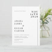 Moderne zwart-wit minimale bruiloft kaart (Staand voorkant)