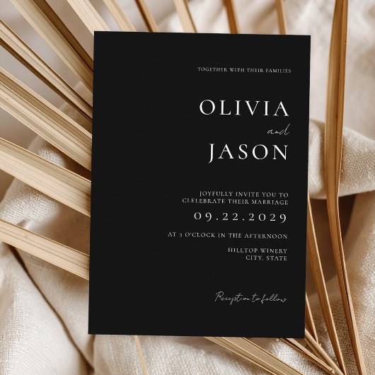 Moderne zwart-wit minimale bruiloft kaart