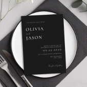 Moderne zwart-wit minimale bruiloft kaart