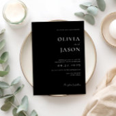 Moderne zwart-wit minimale bruiloft kaart