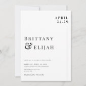 Moderne zwart-wit minimale bruiloft kaart (Voorkant)