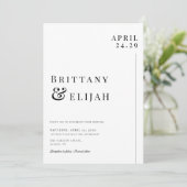 Moderne zwart-wit minimale bruiloft kaart (Staand voorkant)