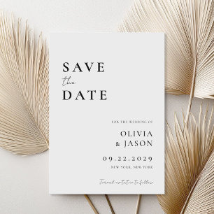 Moderne zwart-wit minimale bruiloft save the date