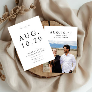 Moderne zwart-wit minimale bruiloft save the date