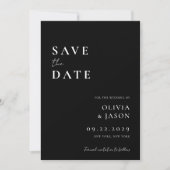 Moderne zwart-wit minimale bruiloft save the date (Voorkant)