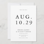 Moderne zwart-wit minimale bruiloft save the date (Voorkant)