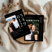 Moderne zwart-wit minimale trouwfoto save the date