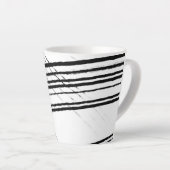 Moderne zwart-wit Minimalistische Abstracte lijnen Latte Mok (Rechterhoek)