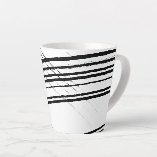 Moderne zwart-wit Minimalistische Abstracte lijnen Latte Mok (Rechterhoek)