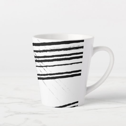 Moderne zwart-wit Minimalistische Abstracte lijnen Latte Mok (Rechts)