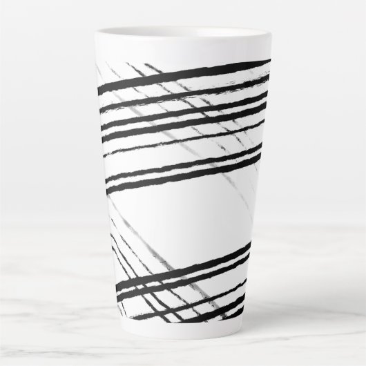 Moderne zwart-wit Minimalistische Abstracte lijnen Latte Mok (Voorkant)