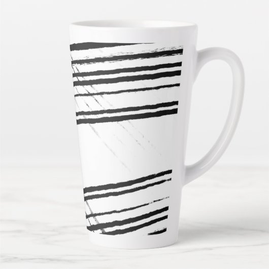 Moderne zwart-wit Minimalistische Abstracte lijnen Latte Mok (Rechts)