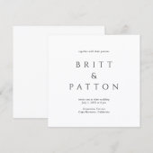 Moderne Zwart-Wit Minimalistische Bruiloft Kaart (Voorkant / Achterkant)