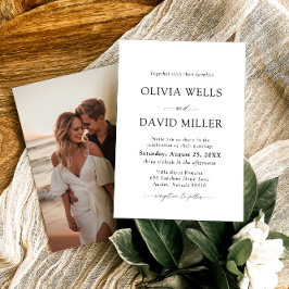 Moderne zwart-wit minimalistische bruiloft kaart