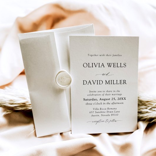 Moderne zwart-wit minimalistische bruiloft kaart