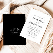 Moderne zwart-wit minimalistische bruiloft kaart