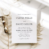 Moderne zwart-wit minimalistische bruiloft kaart