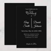 Moderne zwart-wit minimalistische bruiloft kaart (Voorkant / Achterkant)