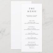 Moderne zwart-wit minimalistische bruiloft menu (Voorkant / Achterkant)