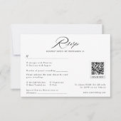 Moderne zwart-wit minimalistische bruiloft QR-code RSVP Kaartje (Voorkant)