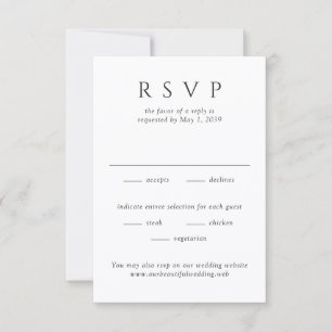 Moderne zwart-wit minimalistische bruiloft RSVP kaartje
