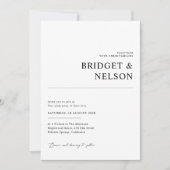 Moderne Zwart & Wit Minimalistische Bruiloft uitno Kaart (Voorkant)