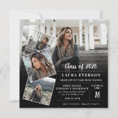 Moderne zwart-wit minimalistische foto afstuderen kaart (Voorkant)