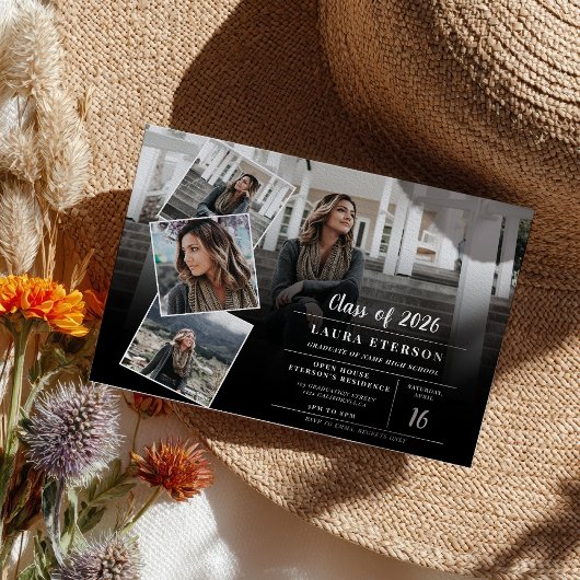 Moderne zwart-wit minimalistische foto afstuderen kaart