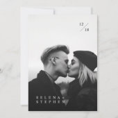 Moderne zwart-wit minimalistische foto bruiloft kaart (Voorkant)
