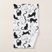 Moderne Zwart-Wit Minimalistische Kat Bad Handdoek (Handdoek)