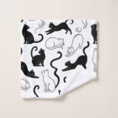 Moderne Zwart-Wit Minimalistische Kat Bad Handdoek (Wasdoekje)