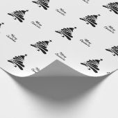 Moderne zwart-wit minimalistische kerstboom cadeaupapier (Hoek)