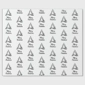 Moderne zwart-wit minimalistische kerstboom cadeaupapier (Vlak)