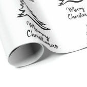 Moderne zwart-wit minimalistische kerstboom cadeaupapier (Rol Hoek)