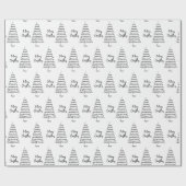 Moderne zwart-wit minimalistische kerstboom cadeaupapier (Vlak)